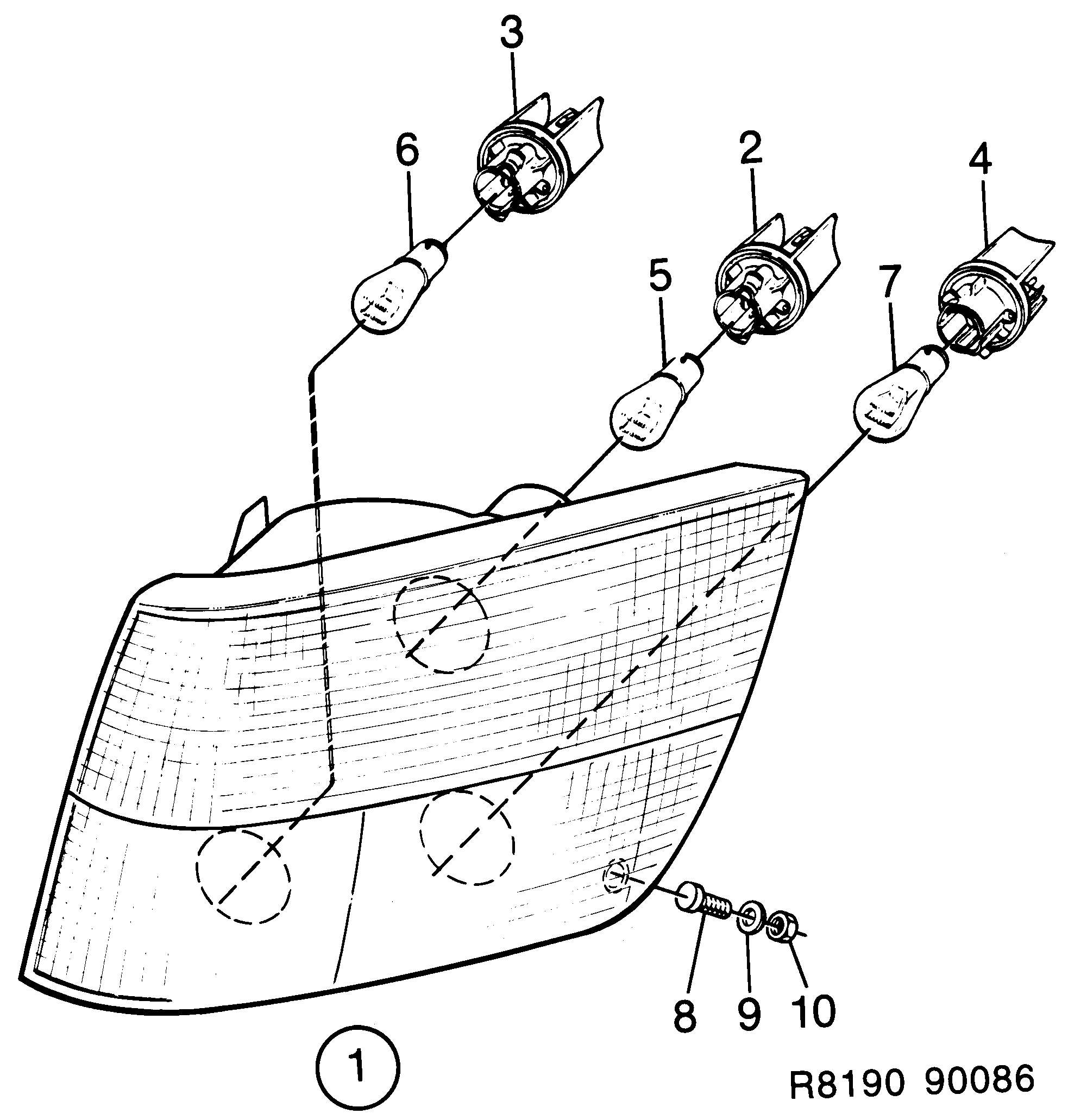 Schéma technique Saab 900 1987 - Section 490 : Eclairage