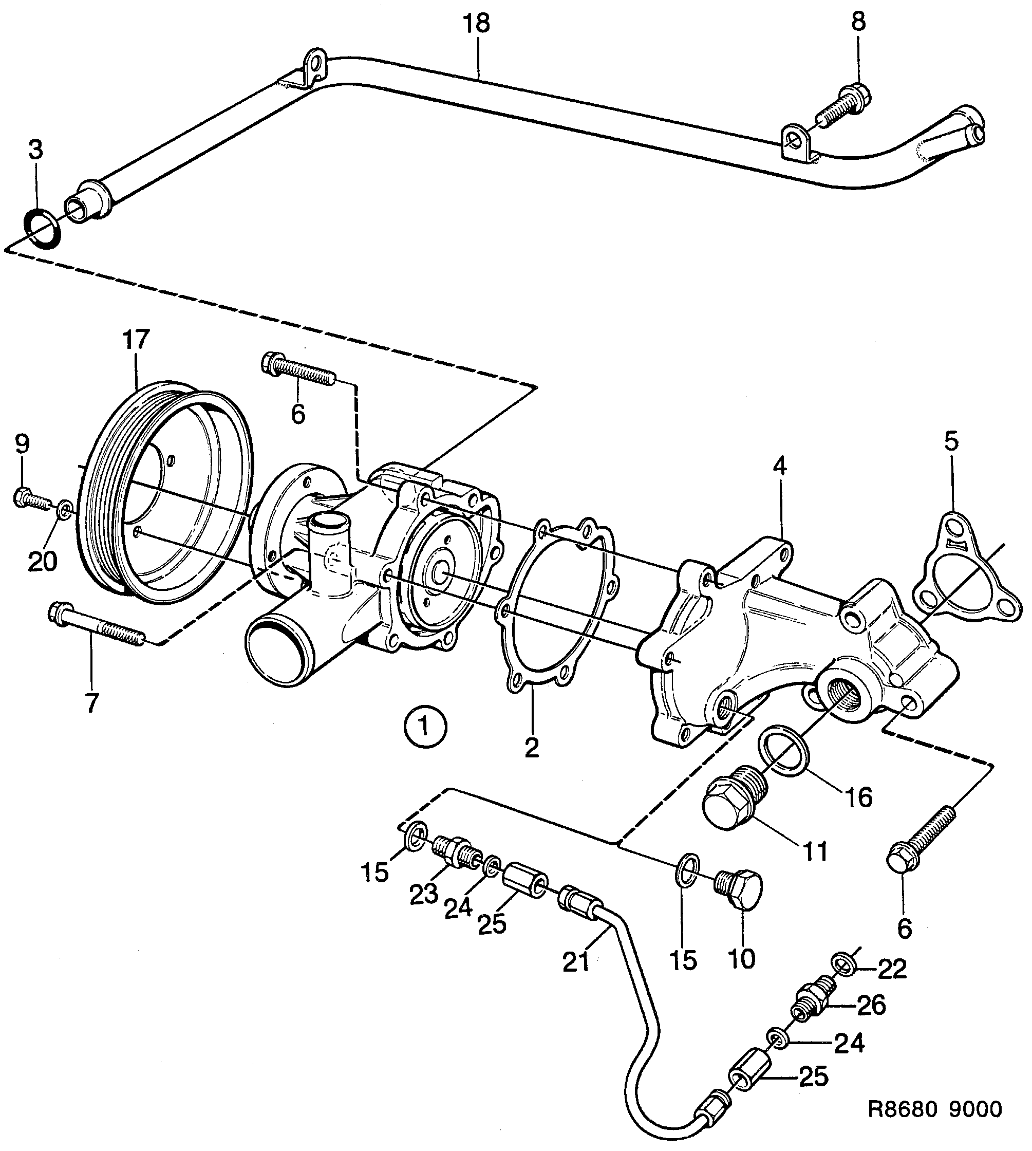 Schéma technique Saab 9000 1985 - Section 1450 : Cooling system