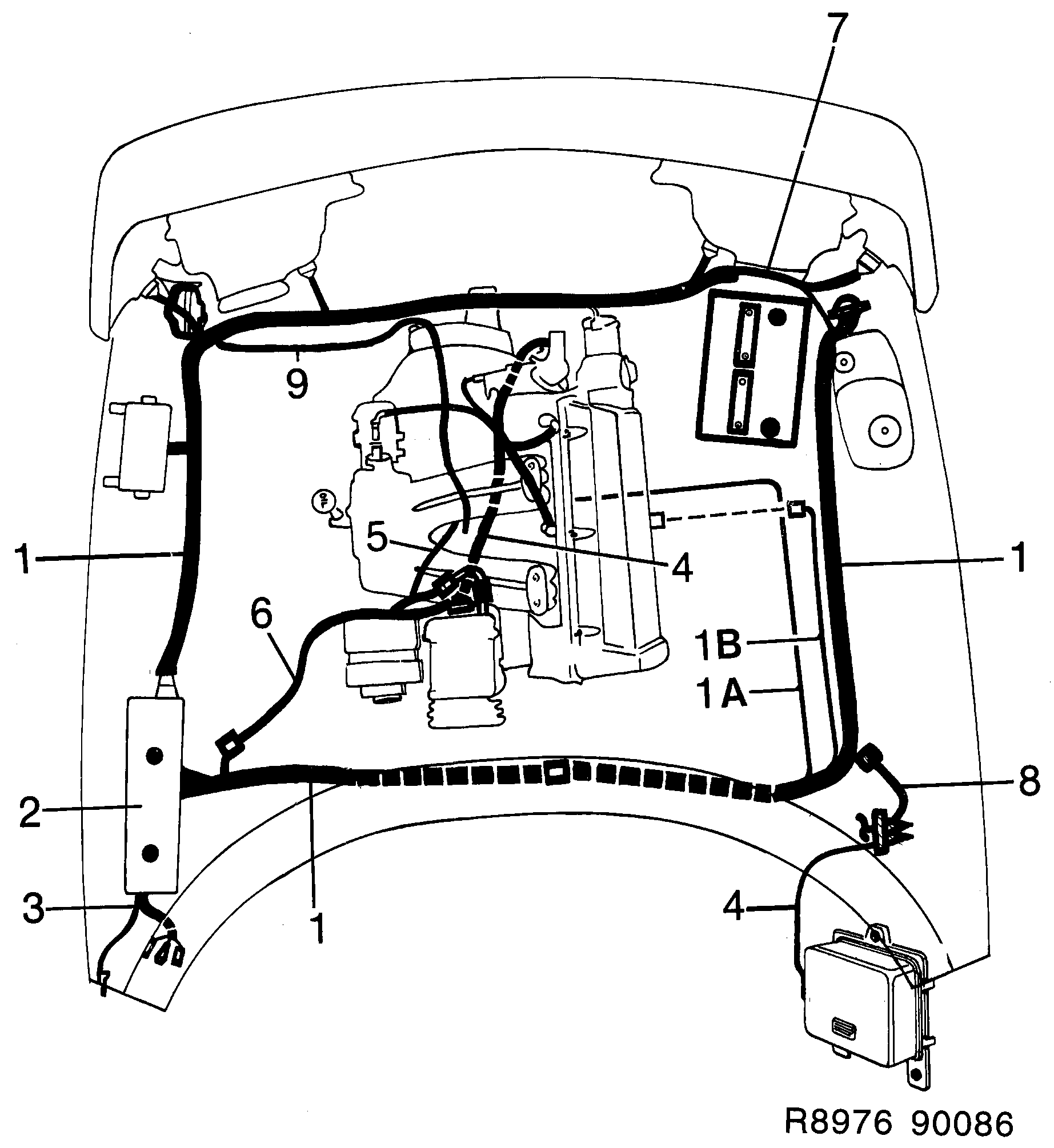 Schéma technique Saab 900 1986 - Section 1000 : Wiring and fuses