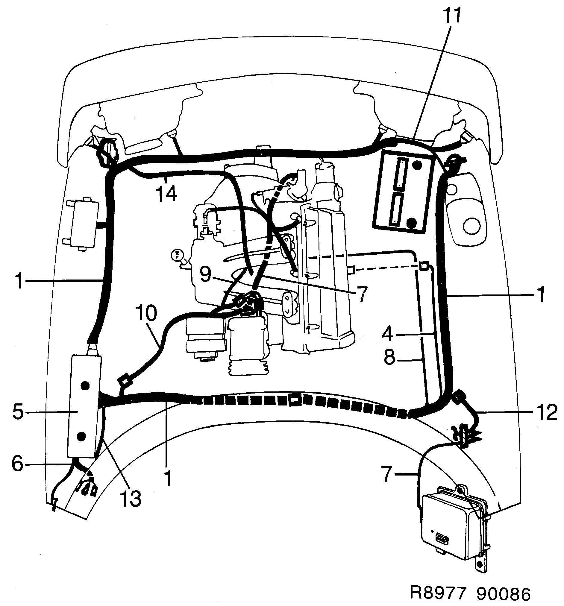 Schéma technique Saab 900 1987 - Section 1090 : Wiring and fuses