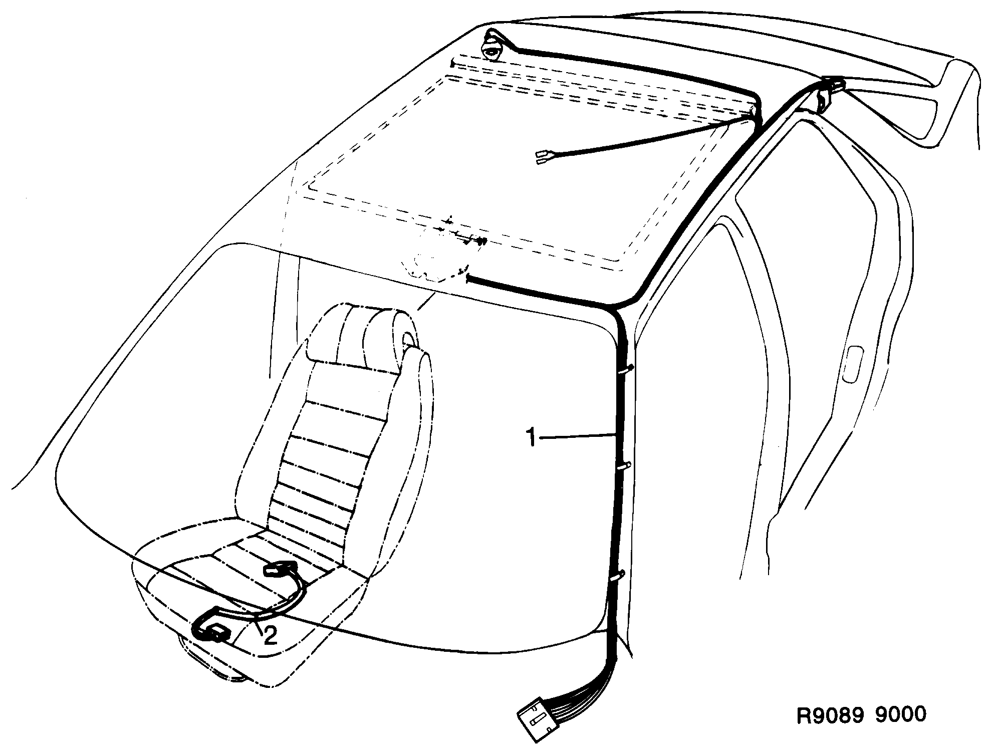 Schéma technique Saab 9000 1985 - Section 1390 : Conduites et fusibles
