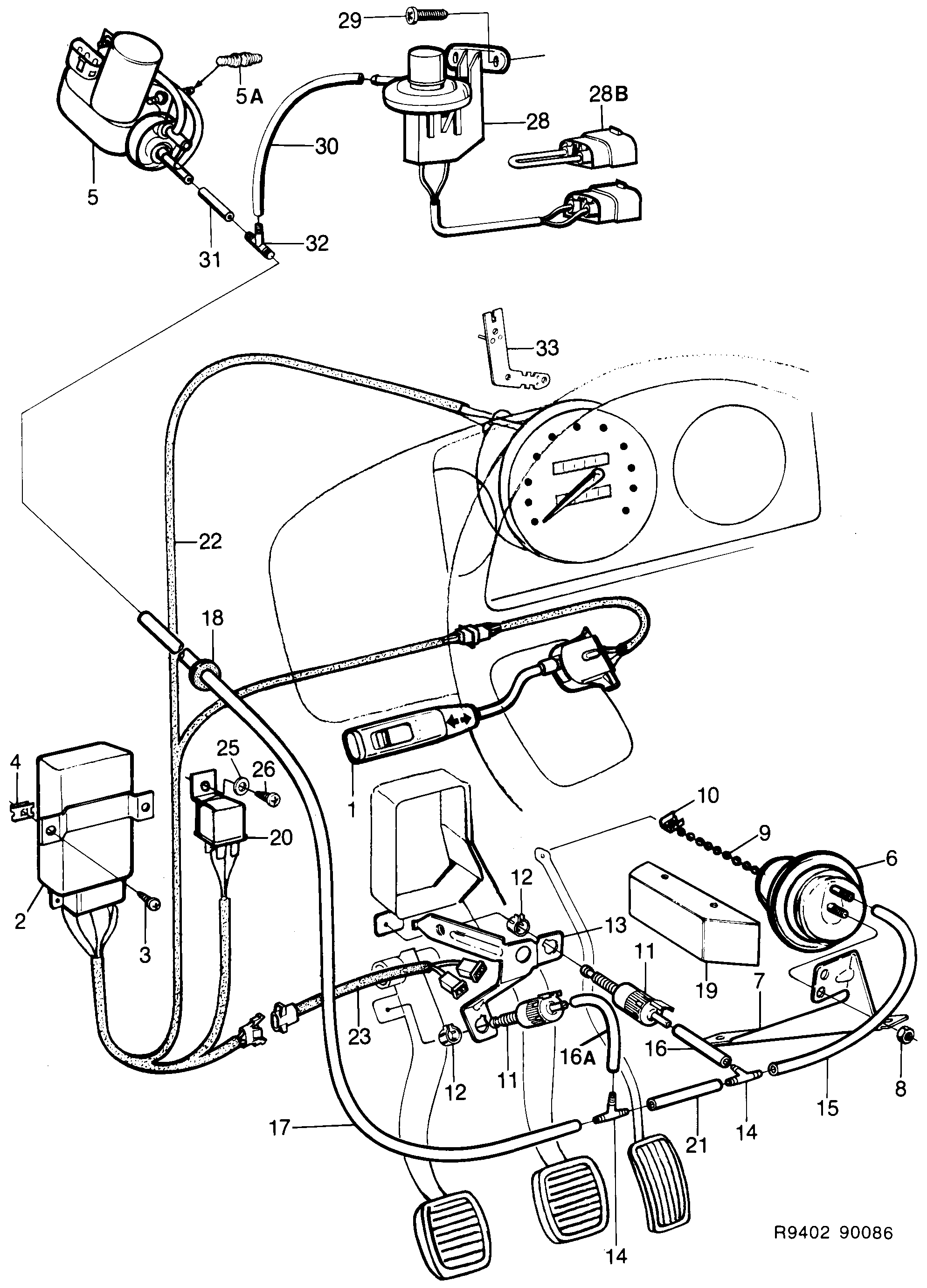 Schéma technique Saab 900 1987 - Section 820 : Electric equipment, other