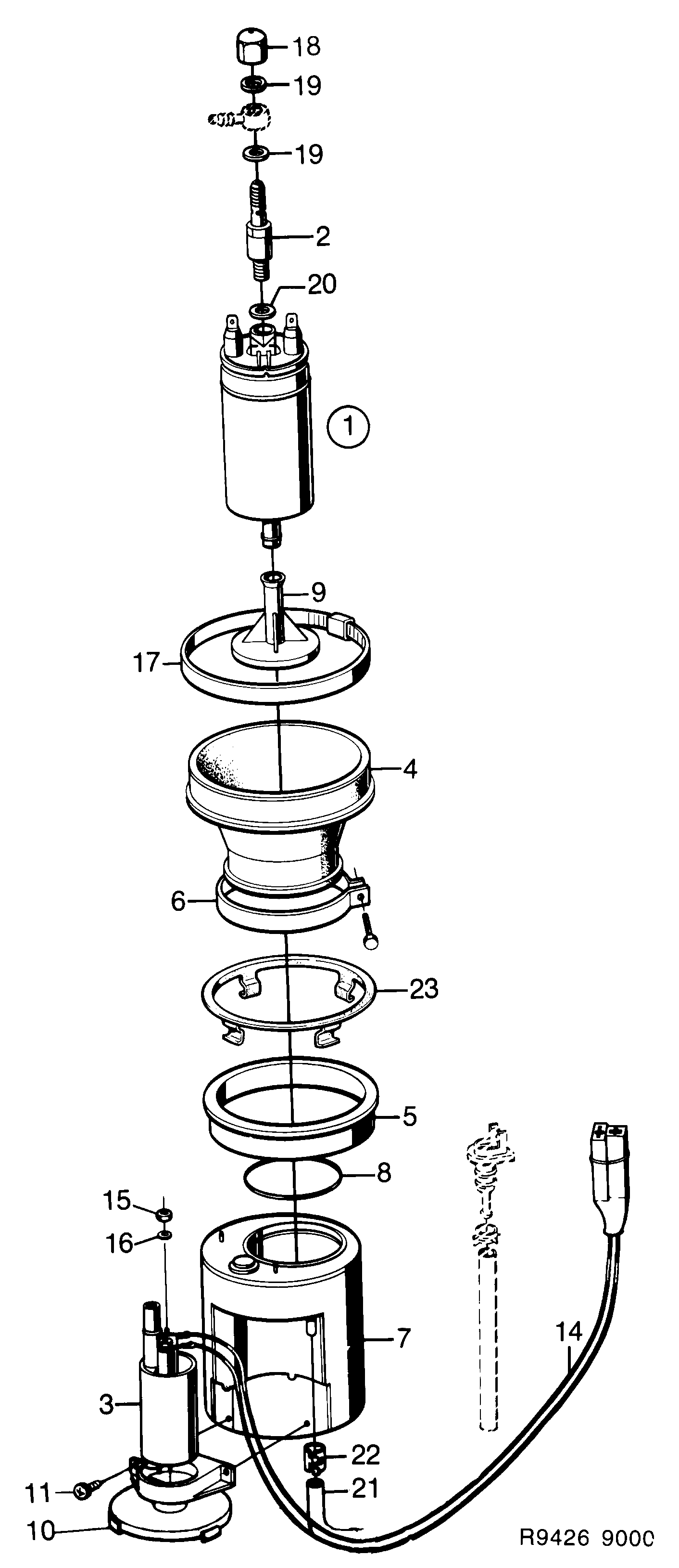 Schéma technique Saab 9000 1987 - Section 610 : Fuel system