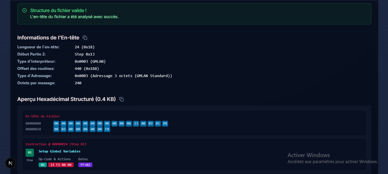 Hexadecimal instruction interpreter