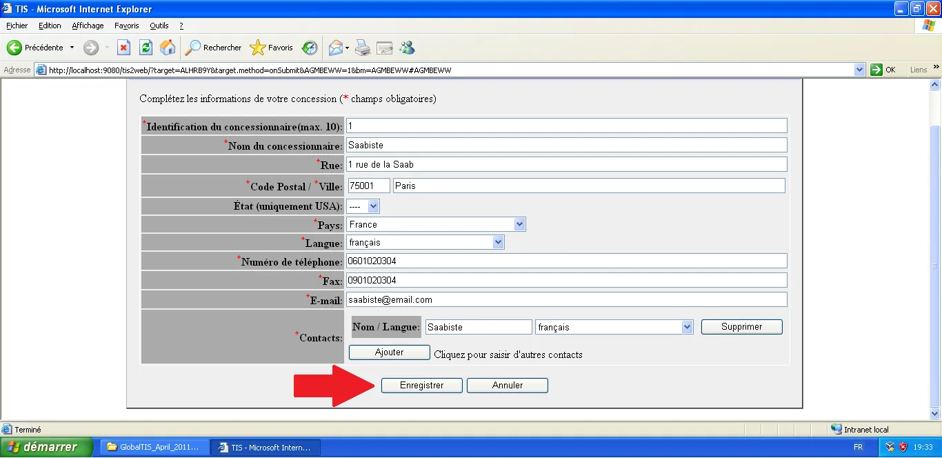 Save dealership form