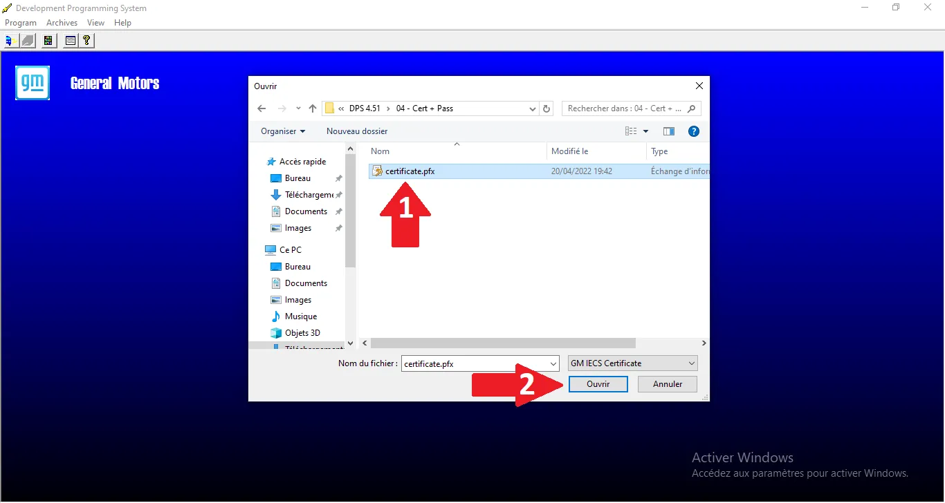 Open certificate.pfx