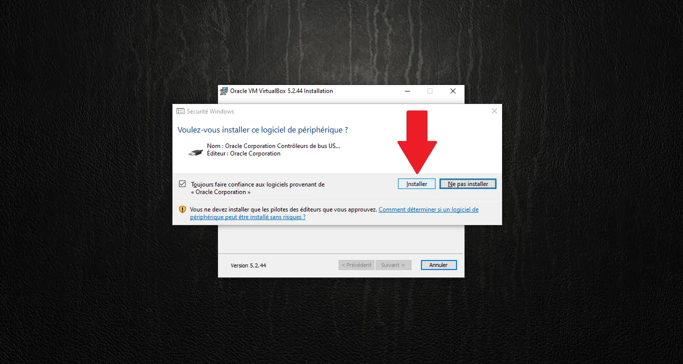 Windows Security – install Oracle driver