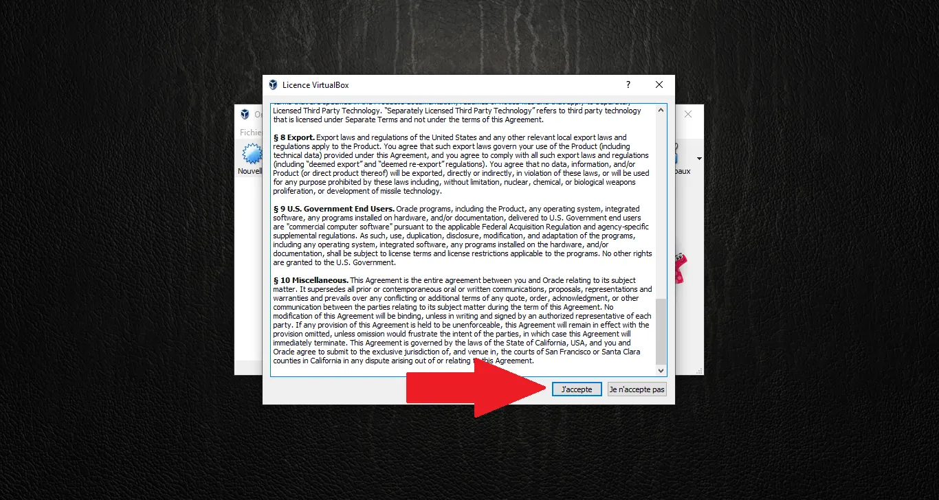 Extension Pack license – I Agree button