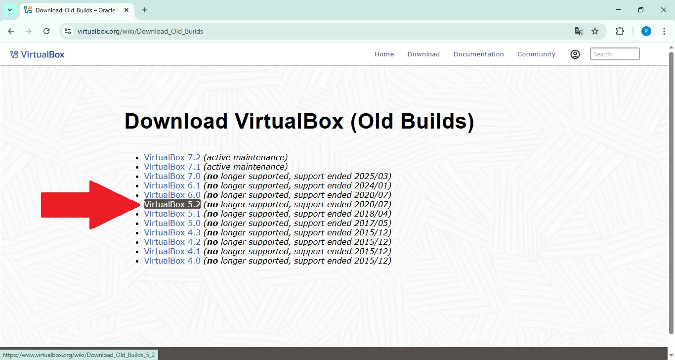 List of old versions – VirtualBox 5.2