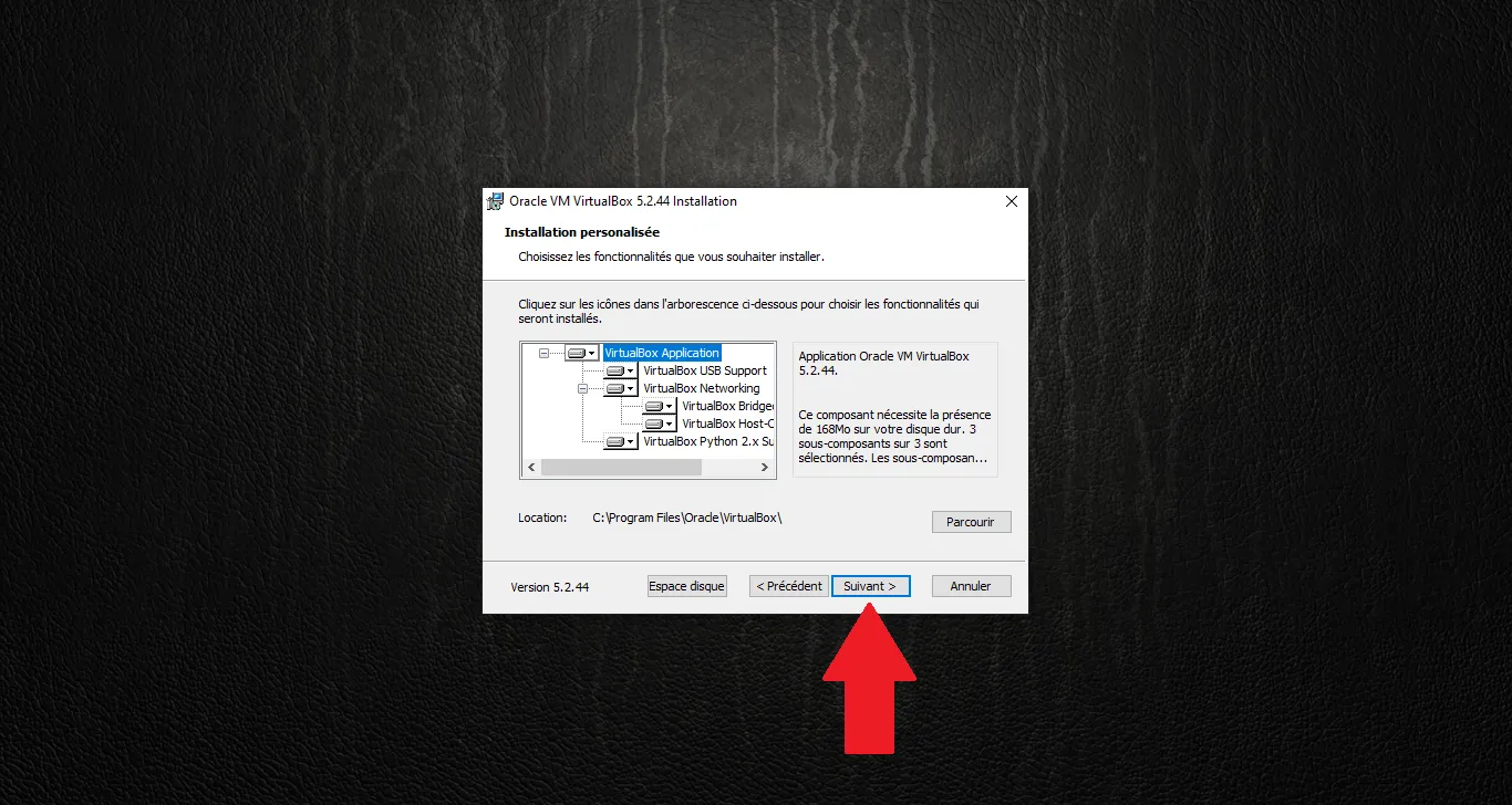 Setup options – Next button