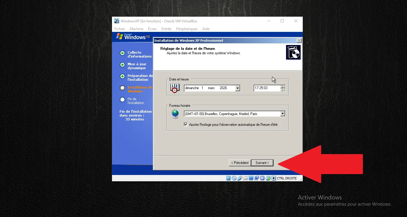 Réglage de la date, de l’heure et du fuseau