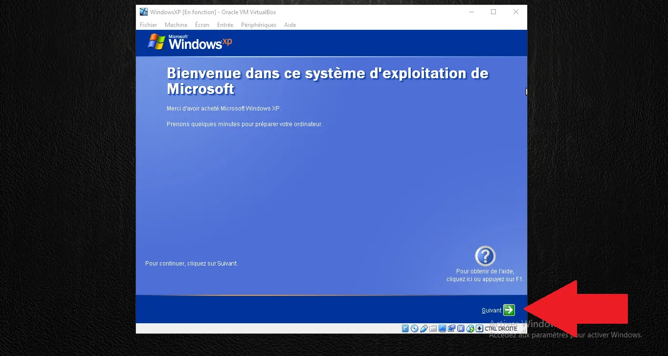 Bienvenue Windows XP (assistant de démarrage)