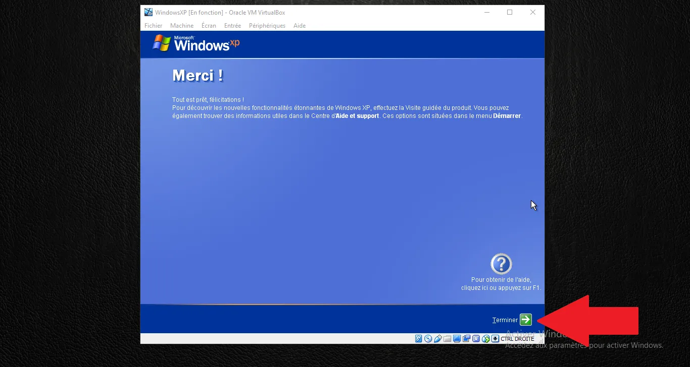 Fin de l’assistant (Merci !)