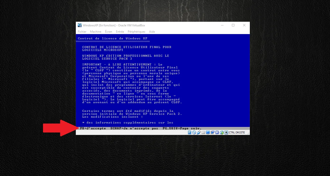 Contrat de licence Windows XP