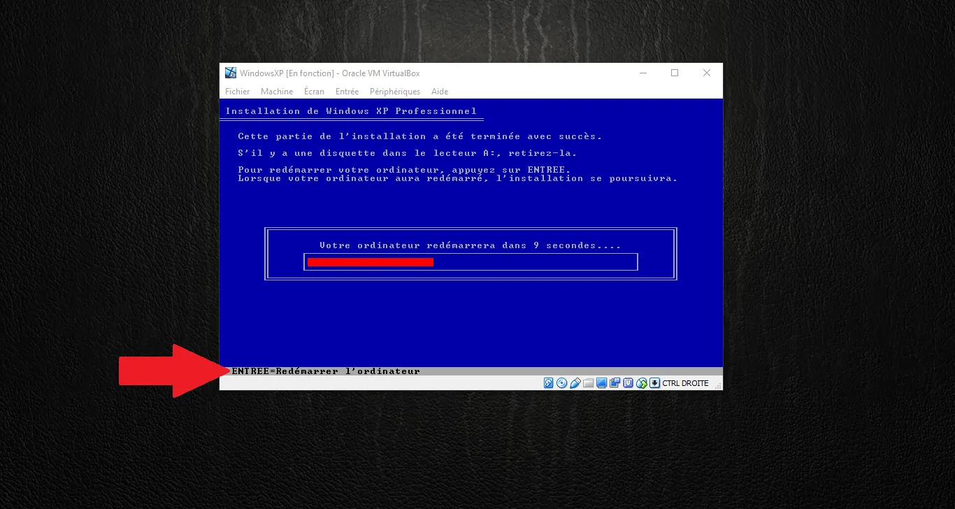 Redémarrage après la phase texte
