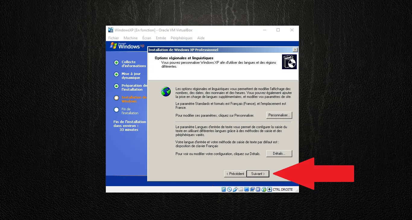 Options régionales et linguistiques