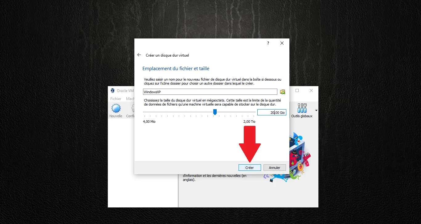 Virtual disk size 20 GB