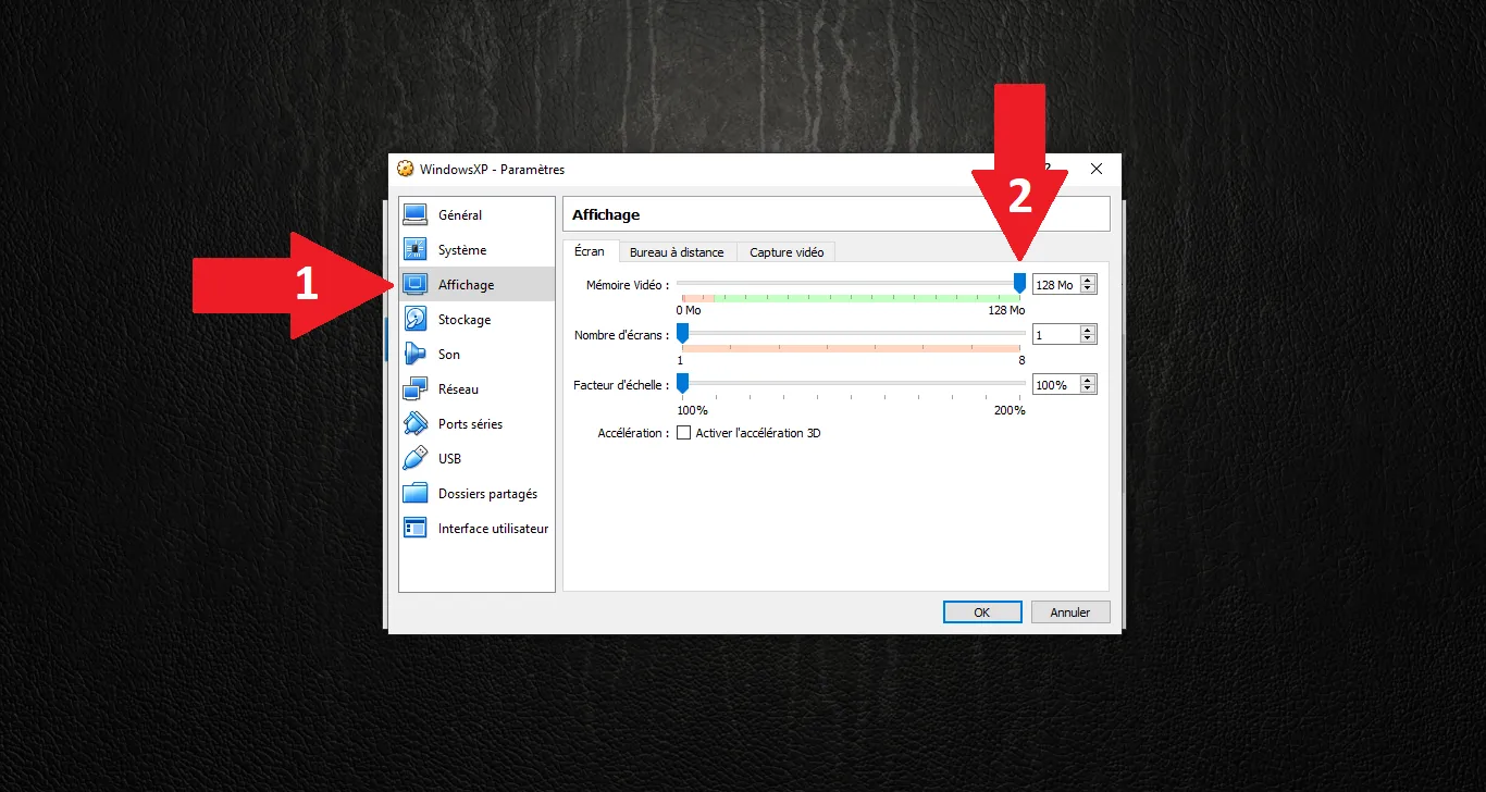 Display: video memory at 128 MB