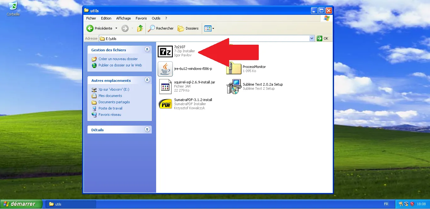Locate 7-Zip installer